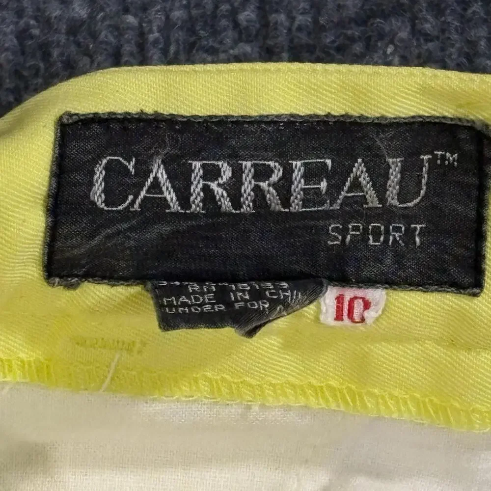 Carreau Sport Shorts Womens 10 Yellow High Rise Pleated Chino Cuffed Casual